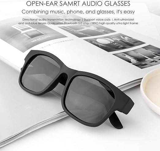 AUGLASS audio glasses with blue light lenses, high-quality acetate frame, and splash-dust proof design for comfort during sports and me-time.